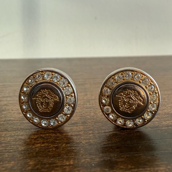 Versace Two Toned Clip-On Medusa Earrings